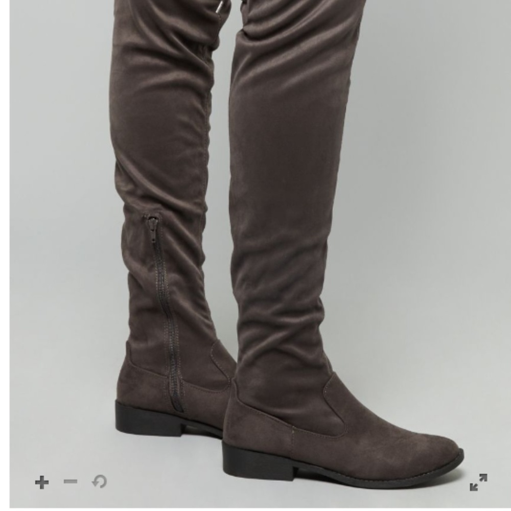 Lace Up Suede Grey Thigh High Boots